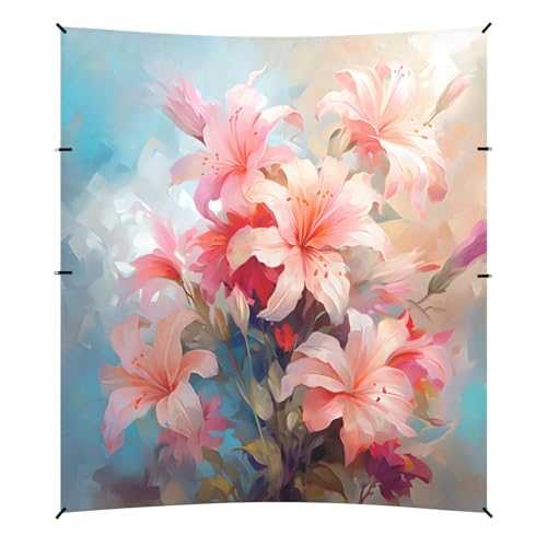 Camping Sun Shelters Pink Lily Flower Beach Canopy 126 * 110.2in