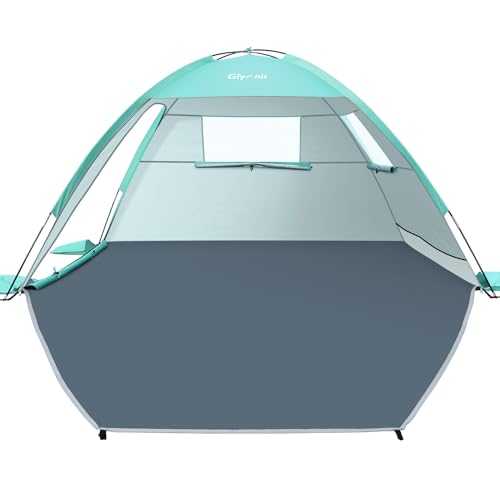 Glymnis Beach Tent 2-3 Person, Large Beach Tents Shelters for Adults, Portable UV Protection Beach Sun Shelter Lightweight Shade Tent for Beach, Garden, Picnic