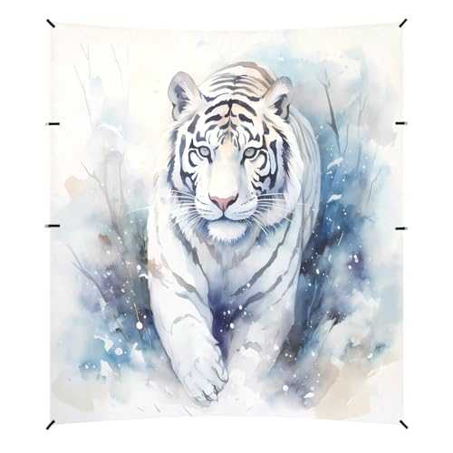 Camping Sun Shelters Winter White Tiger Pattern Beach Canopy 126 * 110.2in