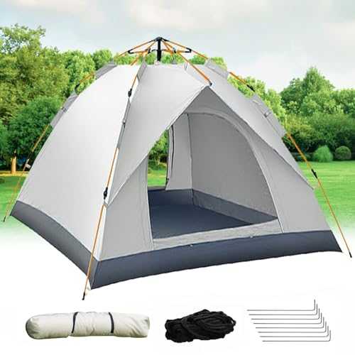 Camping Tent 3-4 Person Pop Up Tent Dome Tent with Two Doors Outdoor Automatic Family Tent UV protection Camping Thickened Tent Easy to Set Up and Package