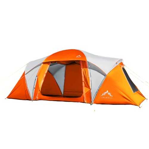 10 Person Tent for Camping (Orange)