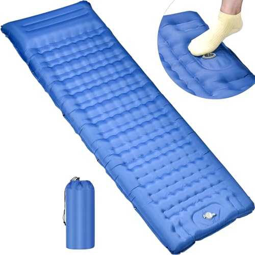 Self Inflating Mat, 12CM Thickened Ultralight Camping Sleeping Mat with Built-in Foot Pump & Pillow, Foldable Portable Air Mattress for Backpacking Hiking Outdoor Travel