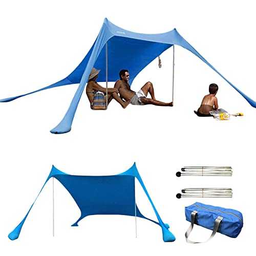 Beach Tent, Beach Tent Sun Shelter, Outdoor Shade Beach Canopy, Waterproof and UV Resistant Sunshade Canopy, Sun Shelters for The Beach, Camping Trips, Fishing, Backyard Fun Or Picnics