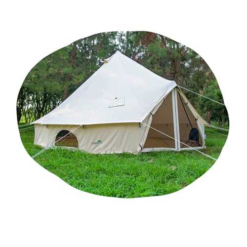 Bell Tent 100% Cotton Canvas – All-Season, Waterproof, Weather-Resistant, and Breathable Camping Tents for Glamping, Festivals, Outdoor Adventures Family Hunting Party