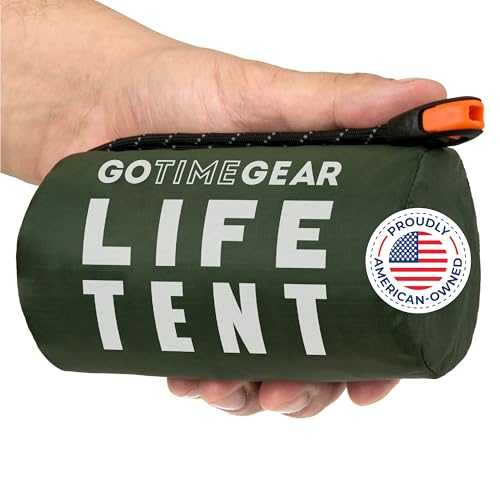 Go Time Gear Survival Life Tent • 2 Person Mylar Emergency Shelter Tube Tent + Paracord • All-Weather Protection for Camping, Hiking, & Survival Kits • Includes Emergency Whistle