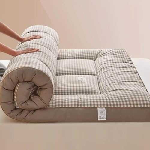 Japanese Futon Floor Mattress for Adults - Roll Up Full Size Thick Bed Mat for Dorm, Camping, Couch - Sleeping Mat with Portable Design