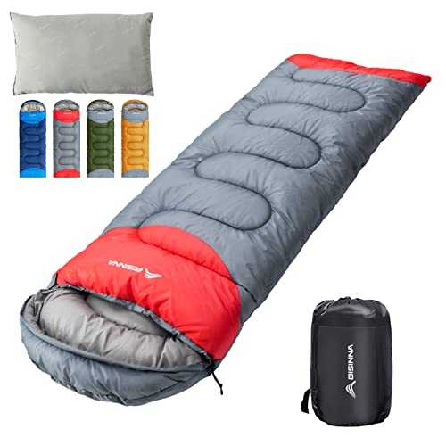 BISINNA Sleeping Bag with Pillow - 4 Season Lightweight Waterproof Warm Sleeping Bag with a compression sack for Adults, Women, Men's Outdoors Camping, Hiking, Backpacking