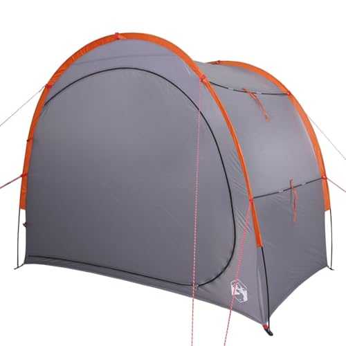 vidaXL Grey and Orange Waterproof Storage Tent with PU Coating and Easy Zip Access - Ample Space Camping Gear Shelter