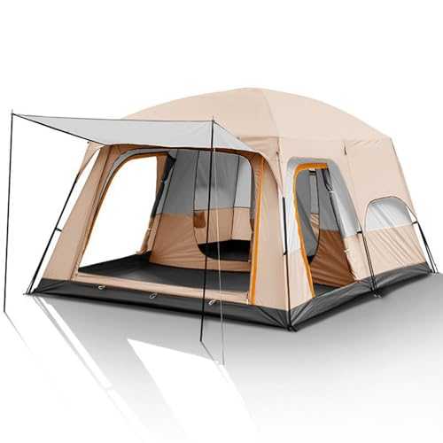 MYJASZZV 6/12 Person Camping Tent with Porch, Instant Tent, Large Family Cabin Tents with 2 Rooms, Double Layer Glamping Tent with Rainfly for Outdoor,Picnic,Camping