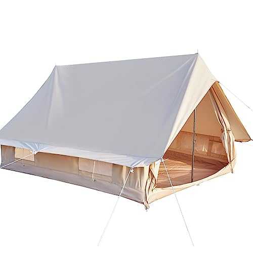 Canvas Cabin Bell Tent for 3-4 Person, Waterproof Glamping Yurt Tent Breathable All Seasons Outdoor Camping Tent, 6.69 * 8.2 * 4.92'