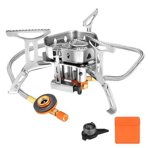 5800W Windproof Portable Camping Gas Stove with Piezo Ignition, Foldable Backpacking Gas Burner with 3 burners for Outdoor Cooking, Hiking, Fishing, BBQ, Camping, and Picnic