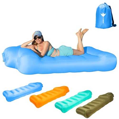 KINEVN Inflatable Loungers Air Sofa Couch,Waterproof Portable Inflatable Bed,Anti Leakage Air Chair for Beach/Backyard/Camping/Music Festival Blue