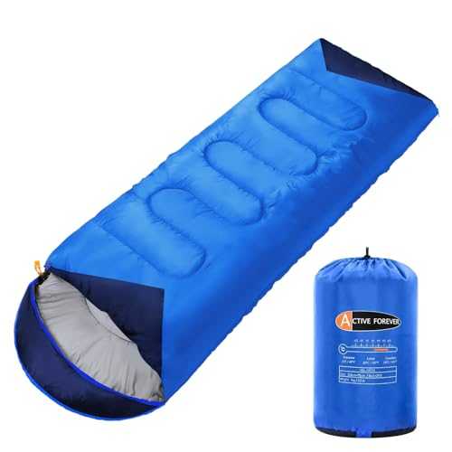 ACTIVE FOREVER Rectangular Sleeping Bag 3 Seasons - Lightweight Camping Sleeping Bags for Kids and Adults Indoor & Outdoor, Sleeping bag with Compression Sack for Hiking Backpacking