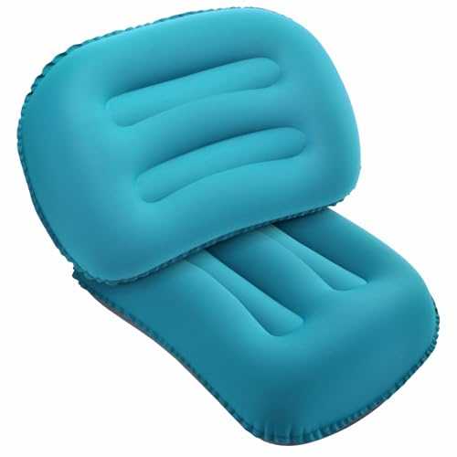 SUTAFOR 2 x Inflatable Camping Pillows Ultralight Beach Cushion Foldable and Portable Cushions for Travel, Hiking, 46 x 30 cm, Peacock Blue
