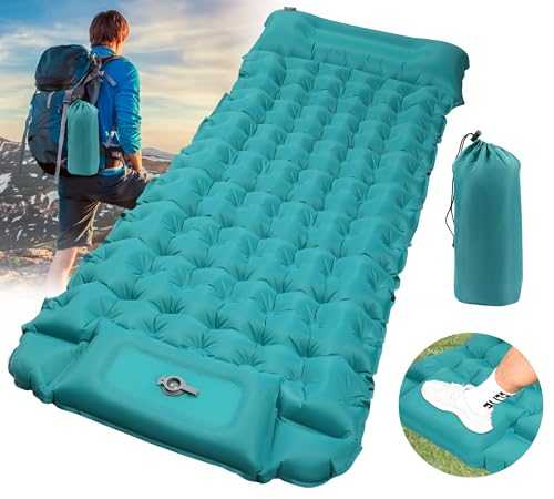 DeeprBling Self-Inflating Sleeping Mat for Camping, Ultralight Inflatable Sleeping Mat with Foot Pump & Cushion, Self-inflating Camping Mattress Outdoor, 200x70x10 cm