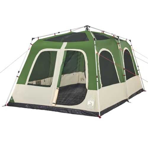 vidaXL Family Dome Tent for 8-Person - Lightweight and Waterproof with Quick Release System, Detachable Rainfly and E-Port - Green