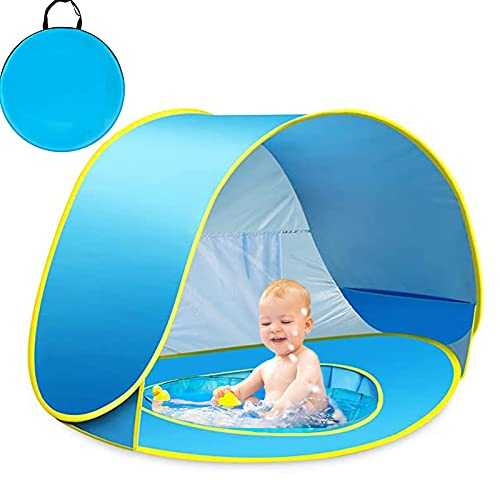 Pop Up Baby Beach Tent,Automatic Portable Lightweight UV Protection Sun Shade Shelter with Baby Pool for Family Picnic Garden Indoor and Outdoor Use