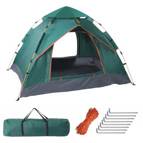Putentfun Camping Tent 3 Person Pop Up Tent,Outdoor Automatic Family Tent,Double Door Dome Tent with Mosquito Netting,UV protection Waterproof Camping Tent, Easy to Set Up and Package