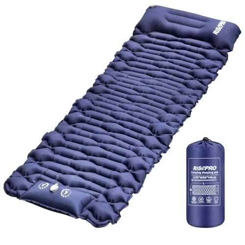 RISEPRO Camping Sleeping Pad Air Mattress - Inflatable Ultralight Ergonomic Design Compact Airpad Backpacking Hiking Outdoor Activities Navy Blue