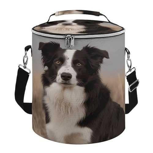 YJWANDO Premium Cooler Bag, Border Collie Print Camping Cooler Bag Camping Gear Adjustable Shoulder Strap Cooler Camping Ice Chest, style