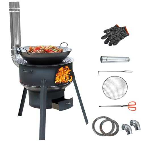 Camping Firewood Stove, Cast Iron Outdoor Wood Burning Stove Portable Detachable Charcoal Outdoor Cooking Stove and Accessories for Outdoor Bbq Picnic, Camping Heating, Fishing