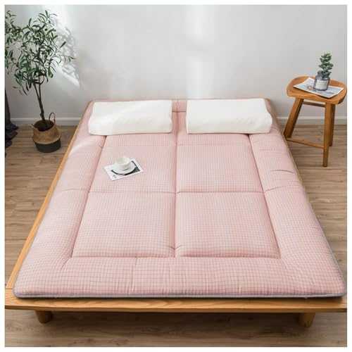 Japanese Floor Mattress Futon Mattress, Roll Up Sleeping Pad, Portable Foldable Futon Mattress, Extra Thick Folding Sleeping Pad Breathable Floor Lounger Guest Bed for Camping Couch(Pink,150x200cm)