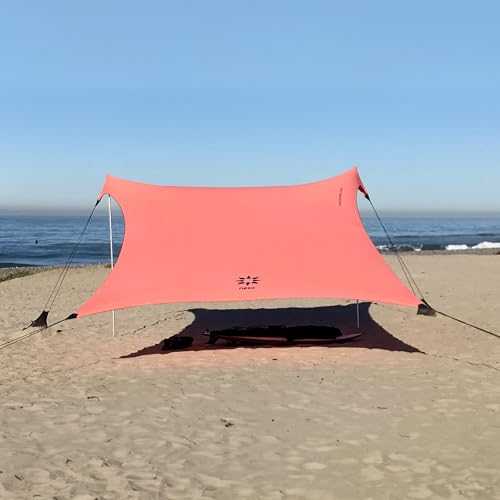 Neso Tents Gigante Beach Tent, 8ft Tall, 11 x 11ft, Biggest Portable Beach Shade, UPF 50+ Sun Protection, Reinforced Corners and Cooler Pocket