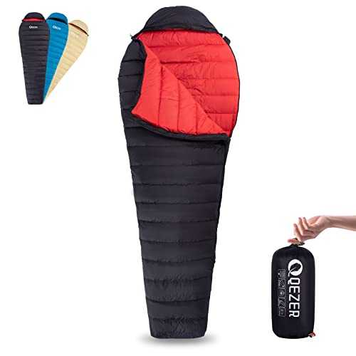 QEZER Ultralight Sleeping Bag for Adults,Backpacking Sleeping Bag Filled 600+FP Duck Down 5°C 15°C for Camping,and Hiking Outdoor