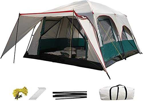 MERAXI Family Outdoor Camping Tent Large Tents with Awning Canopy, 2-Room 6 Person Family Tent for Outdoor, Picnic, Camping, Fishing, Party, Travelling