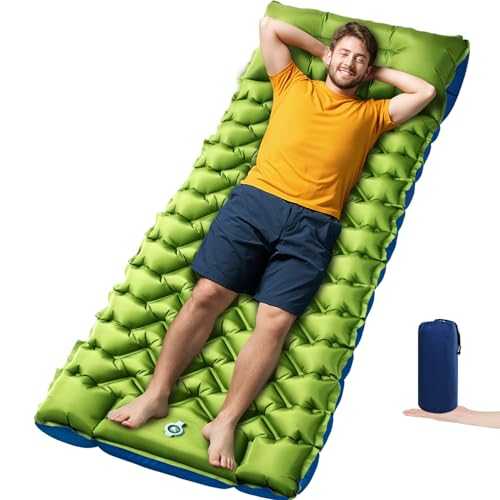 Oramoose Camping Sleeping Pad, Ultralight Inflatable Camping Mat with Pillow, Built-in Foot Pump Sleeping Mat, Wide Thick Compact Camping Pad for Travel Tent Hiking Backpacking Trip Car Camp Gear