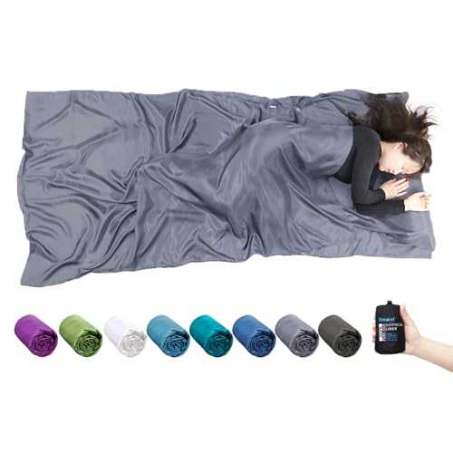 BROWINT Silk Sleeping Bag Liner, Silk Sleep Sack, Extra Wide 220x110cm, Lightweight Travel Sheet for Hotels, Sleeper with Reinforced Gussets