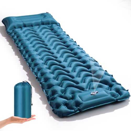 COVACURE Camping Mat - 3.9" Thick Inflatable Sleeping Mat with Built-in Foot Pump, Unique Wave-shaped Air Cells with pillow Inflatable Mattress for Camping, Backpacking, Hiking, Tent Trap Traveling
