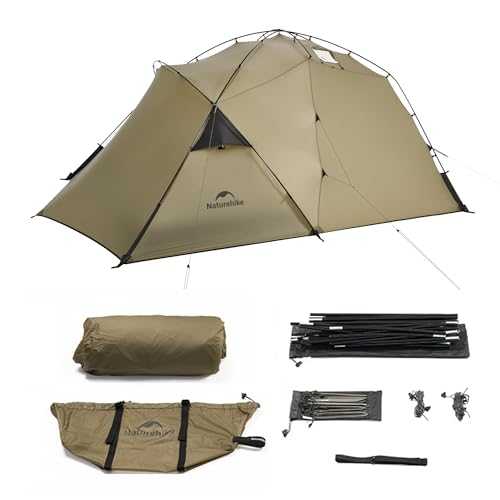 Naturehike 2 Men Person Camping Tent with Porch, Lightweight Outdoor Tent with Double layered, 3000mm Waterproof Tent with Bedroom for Outdoor Backpacking Hiking, with a Fireproof Chimney Opening