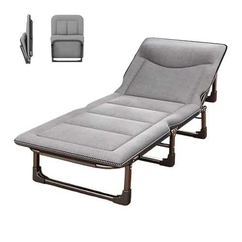 WXQZHF Folding bed Portable Folding Bed，Camping Cots,Portable Rollaway Bed with Mattress Six Adjustable Backrests Folding Camping Cot for Adults with 6 Legs and High Resilience Foam Perfect for Cam