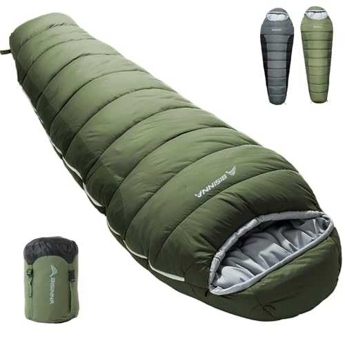 BISINNA Mummy Sleeping Bag for Adults - 4 Season Sleeping Bag Connectable Design Adjustable Hood for Warmth Windproof YKK Zipper - Camping Hiking Backpacking, Survival Gear