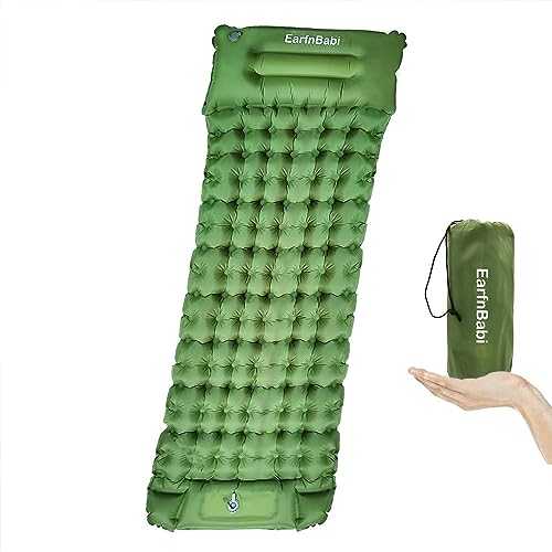 EarfnBabi Sleeping Pad Ultralight Inflatable Sleeping Mat with Pillow Built in Foot Pump 78.7”x27.5”x3.93” Camping Air Mattresses, Portable Sleeping Mats for Camping,Hiking,Touring,Car Traveling