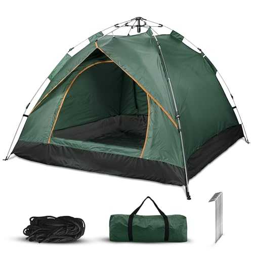 Qisan Hydraulic Dome Tent Automatic Camping Tents 3-4 Person Canopy with Carrying Bag Easy to Set up and Package for Outdoor Garden Backpacking Hiking