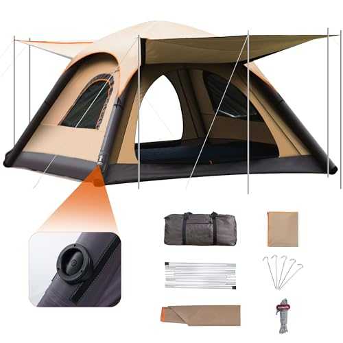 MWS-Forcamping Luxury Automatic Inflatable Dome Tents for Camping,Waterproof Windproof Tent with Double Layer Tarp,Easy Setup Blow Up Portable 3-4 Person Outdoor Camping Tents
