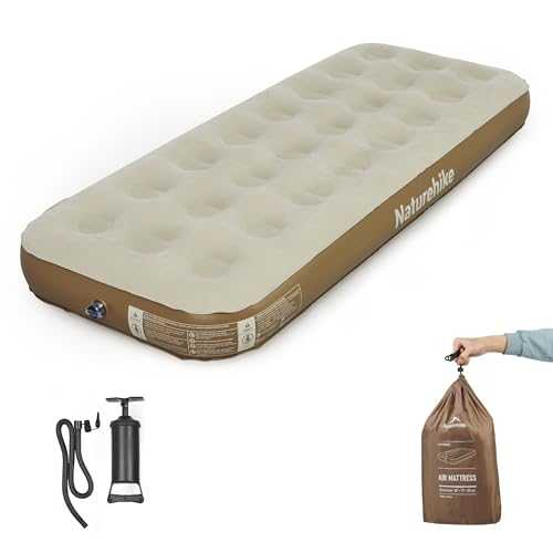 Naturehike Single Air Mattress with Inflator, 187x77x20cm Large Air Mattress, Easy to Store, Suitable for Family, Camping, Guests, Travel, Formaldehyde Free