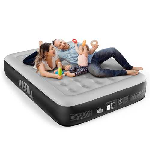 Airefina King Inflatable Mattress, Air Bed with Built-in Electric Pump, Blow Up Mattress in 3 Mins Self-Inflation/Deflation, 33cm Portable Air Mattress Storage Bag for Camping, Travel & Guests, Home