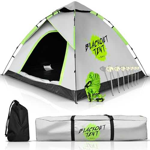 Q.P.T. Blackout Tent®, 1-2 Person Festival Camping Tent, 100% Dark, Waterproof, Dome Tent for Quick Assembly