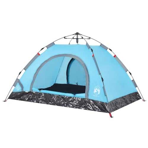 vidaXL 2-Person Dome Camping Tent - Waterproof Polyester with PU Coating, Ventilated Mesh with Mosquito Protection, Quick-Release Assembly, E-Port, Lightweight & Portable, Blue, 200x150x120 cm