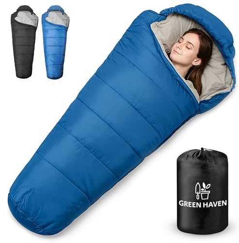 Camping Sleeping Bag - Lightweight, Waterproof 3-Season Mummy Shaped Bag for Adults & Kids, Compact & Warm Design for Hiking, Backpacking, and Outdoor Adventures