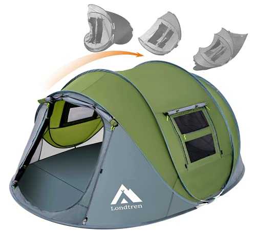 4 Person Easy Pop Up Tent Waterproof Automatic Setup 2 Doors-Instant Family Tents for Camping Hiking & Traveling