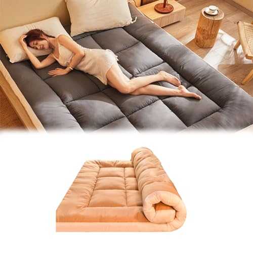 Japanese Floor Mattress Soft Folding Portable Futon Double Single Thick Roll Up Guest Bed for Floor Dorm Room Camping 200x220cm Color: Coffee