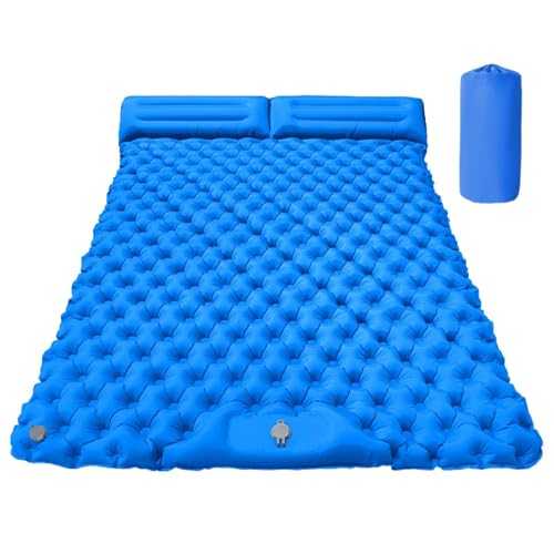 Camping Sleeping Pad | Air Pad 2 Person with Pillow - Portable Backpacking Gear for Outdoor Tent Trekking Hiking Travel