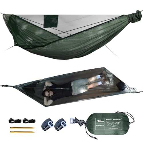 Travel Bird NomadNest Hammock with Detachable Three-dimensional Mosquito Net, Portable Camping Hammock with Ridge Rope for Hiking, Travel and Backpacking