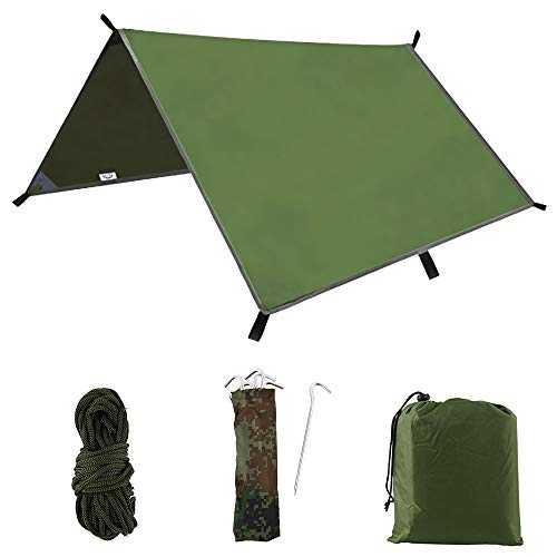 Mamamax 3mx3m Hammock Rain Fly Tent Tarp Waterproof Windproof Camping Tarp Army Military Combat Basha Shelter Poncho Camo Portable Sunshade for Outdoor Travel Beach