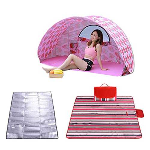 2-3 Person Pop Up Beach Tent Sets, Lightweight Family Sun Shelter Canopy Sport Sun Shade Tent, for Outdoor Camping Fishing, with Picnic Mat/Storage Bag