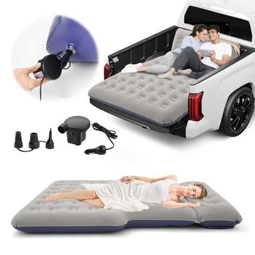 Sunsdrew 2025 Upgraded T*ruck Air Bed Mattress for 5.5-6.5Ft Full-Size Inflatable Mattress Short Truck Beds with Built-in Pillow Adjustable Air Mattress for Camping,Home,Truck Tent Accessories(Blue)